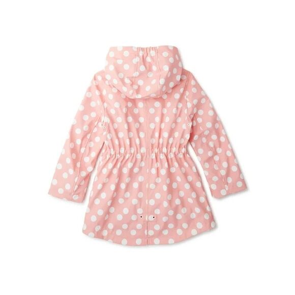 NWT Urban Republic Girls Matte Vinyl Raincoat with Hood. Pink with White Dots. - Picture 4 of 11